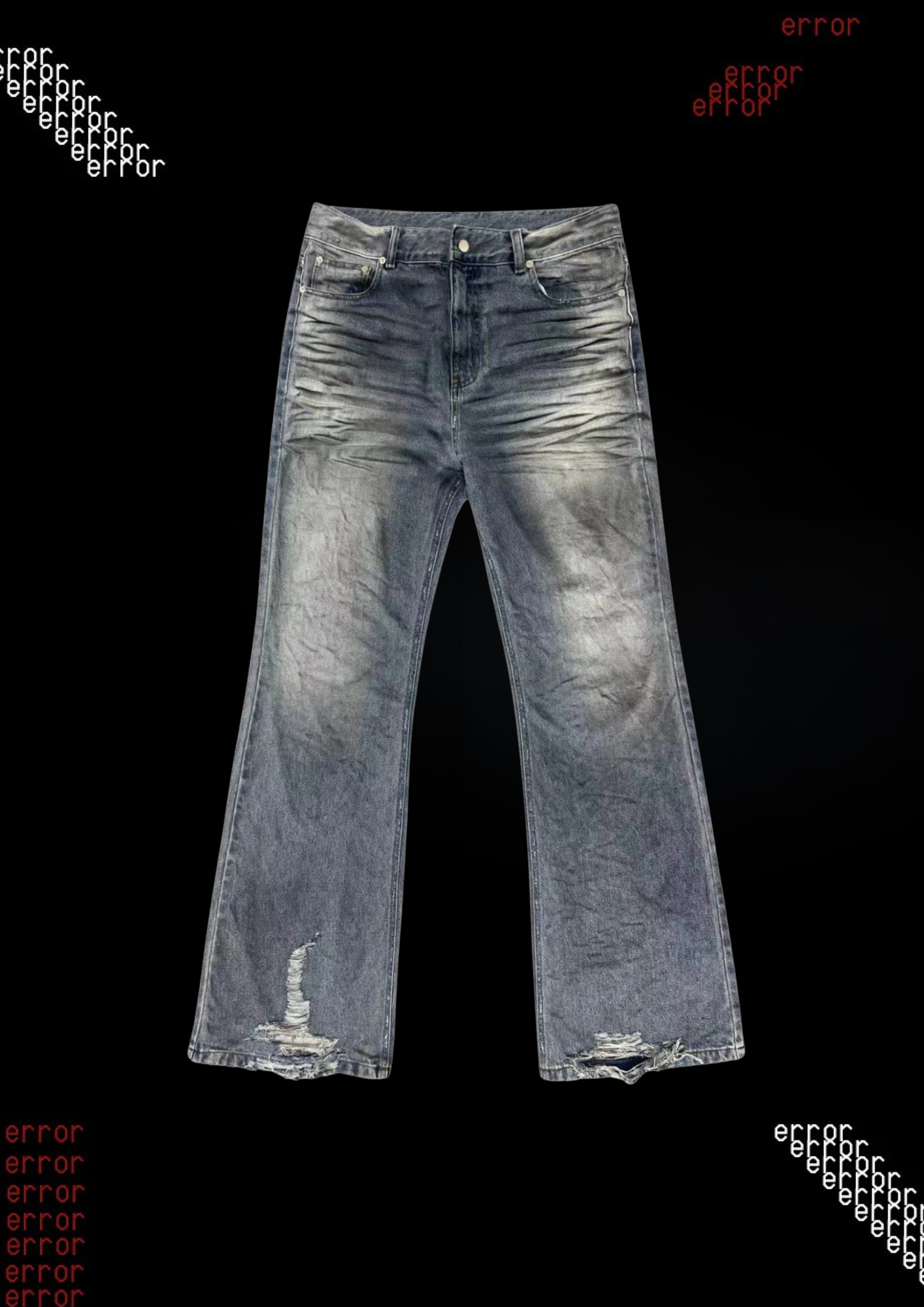 'DISTRESSED' FLARED JEANS