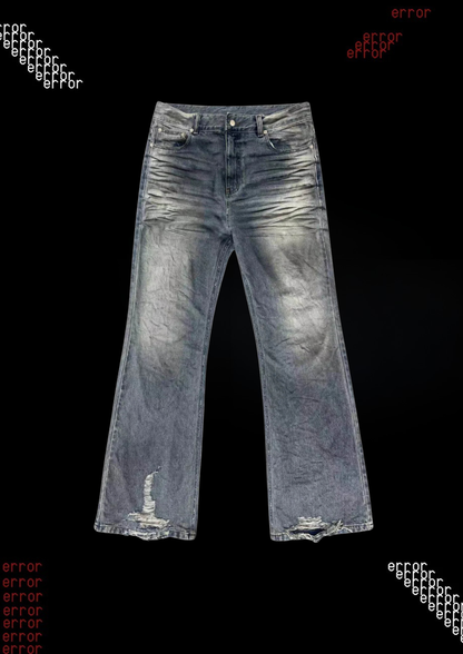 'DISTRESSED' FLARED JEANS