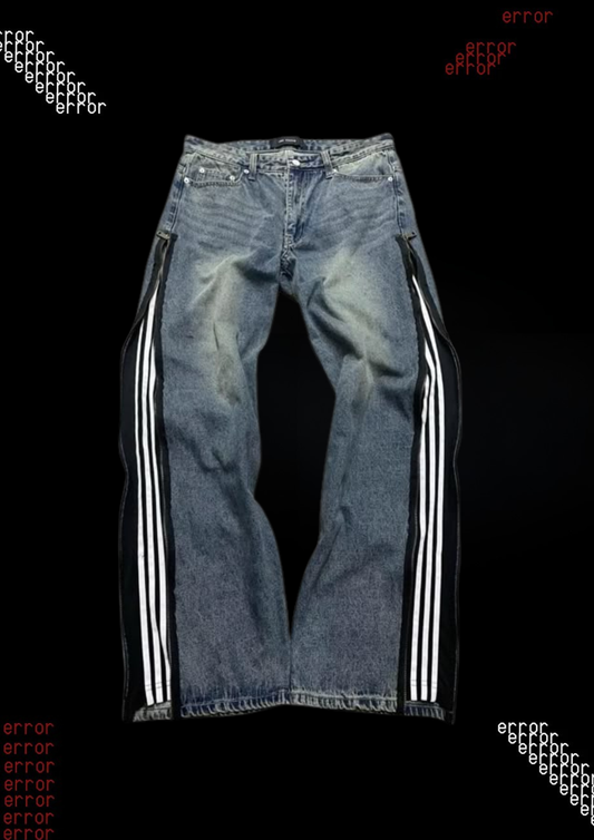 'STR!PED V2' FLARED DENIM