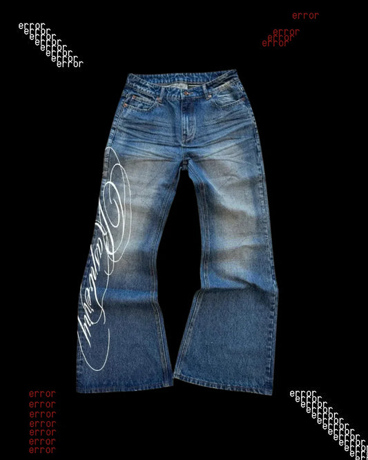 'SCRIPTED' FLARED DENIM